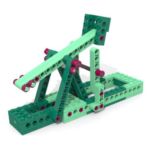 Whybricks catapult made out of green techno-blocks